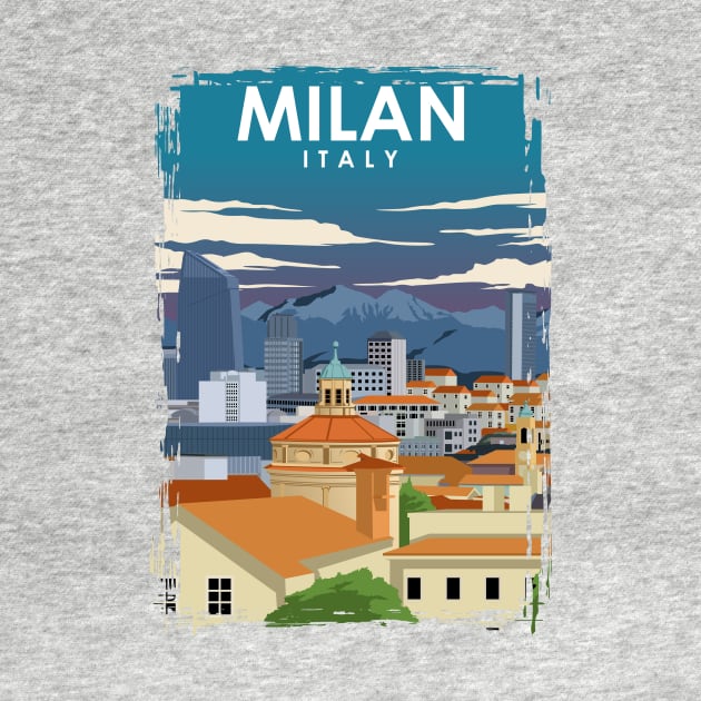 Milan Italy Vintage Minimal Retro Travel Poster by jornvanhezik